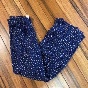 Xhilaration high waist slightly cropped pants poka dot blue and tan